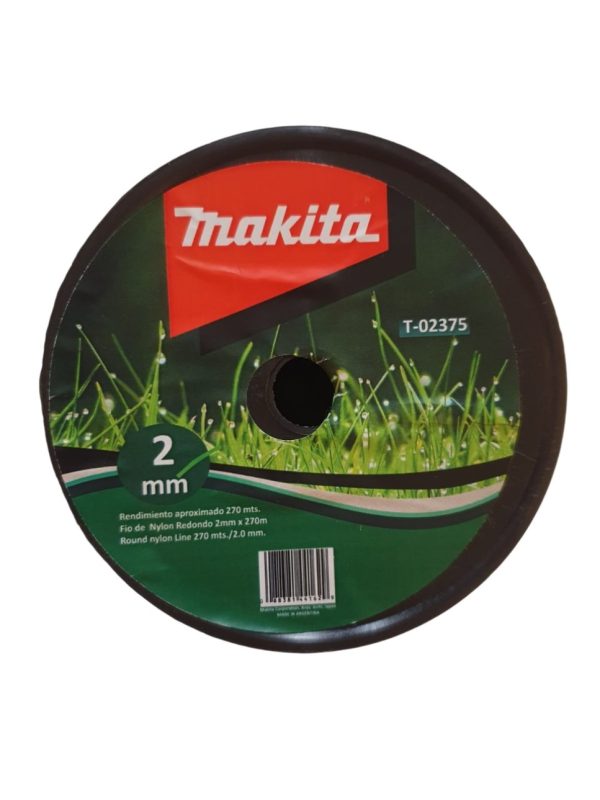 Bobina rollo de Tanza Nylon Redonda diámetro 2.0mm Makita T-02375 de aprox. 270metros