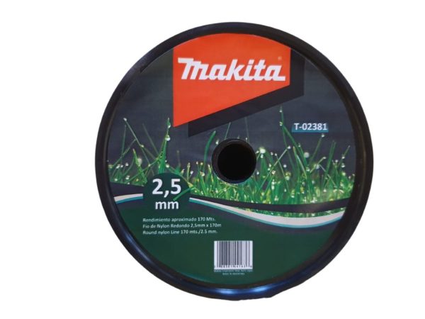 Bobina rollo de Tanza Nylon Redonda diámetro 2.5mm Makita T-02381 de aprox. 170metros