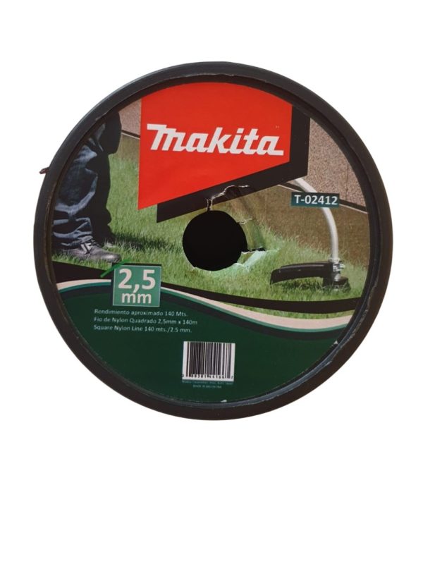 Bobina rollo de Tanza Nylon Cuadrada de 2.5mm Makita T-02412 de aprox. 140metros