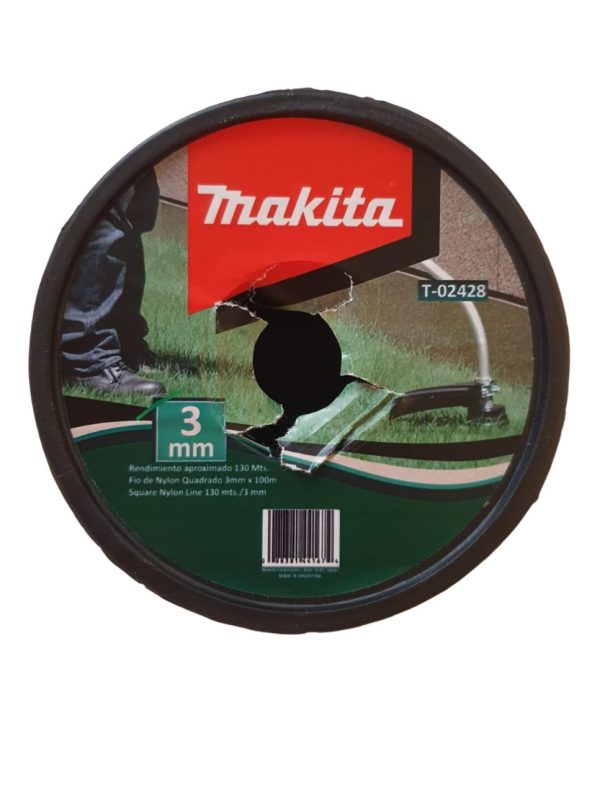 Bobina rollo de Tanza Nylon Cuadrada de 3.0mm Makita T-02428 de aprox. 100metros